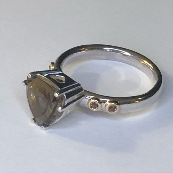Pandora Smokey Quartz 14k & 925 Ring - Picture 8 of 10